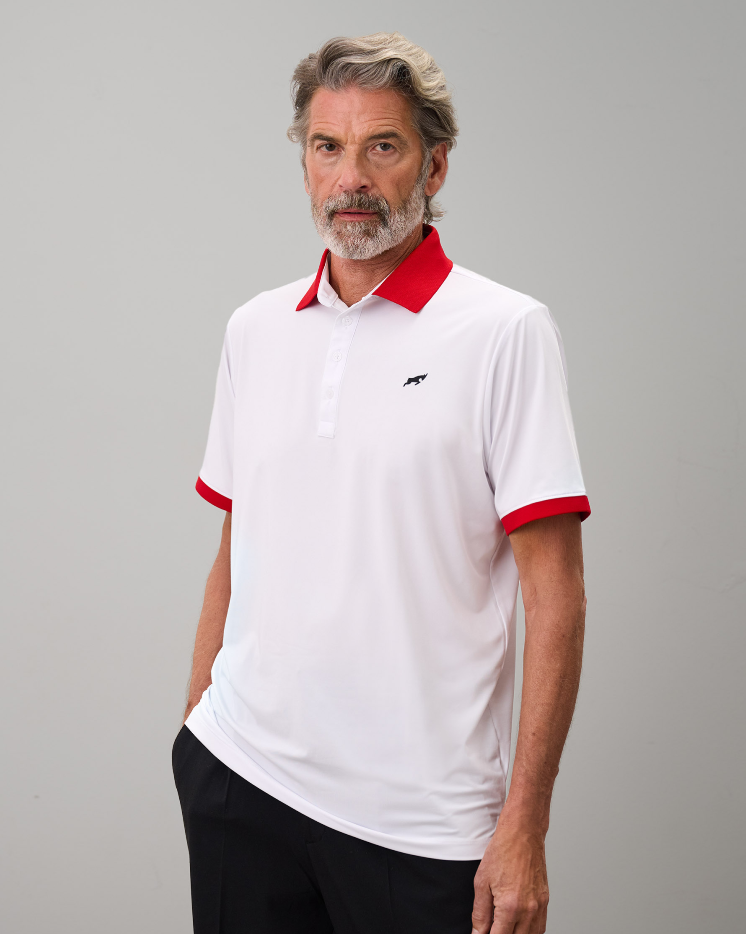 White Golf Tech Polo - White / Red