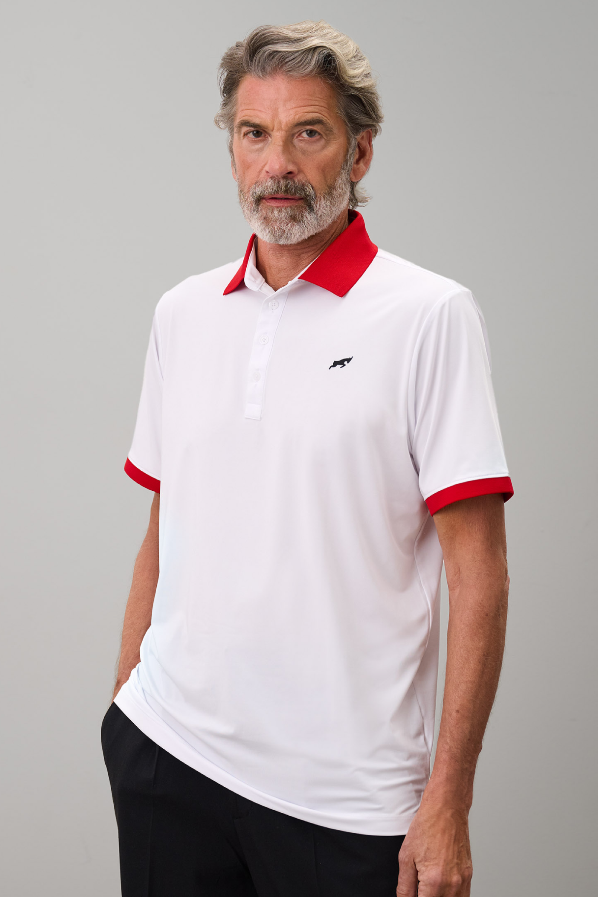 Golf Tech Solid Polo - White / Red