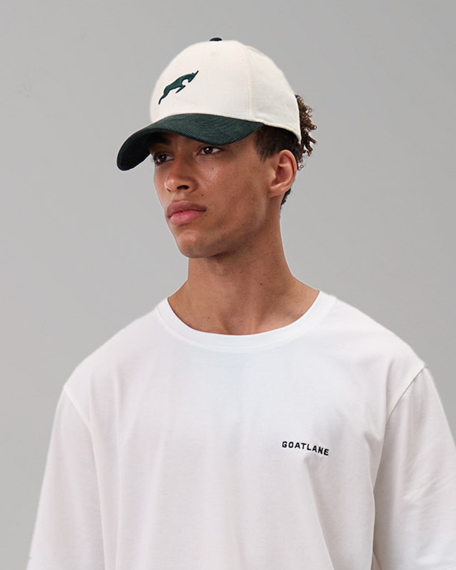 Corduroy Cream & Green Golf Hat